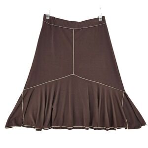 Max Studio MEDIUM Womens Classic Y2K Whimsigoth Panelled Brown Midi Skirt